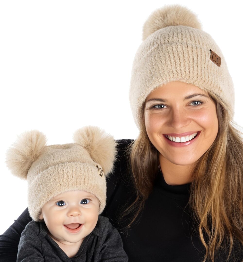 4906 Double Pom Adult/Infant Mommy & Me Bundle 2 Pack Terry Chenille